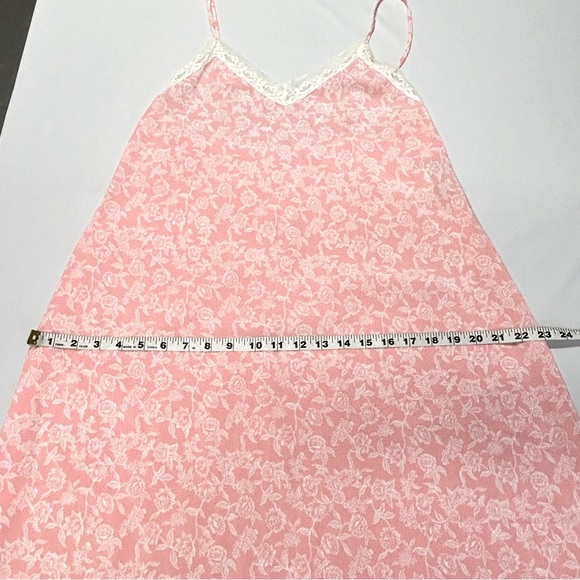 Vintage Natori Slip Dress Nightgown Size M Floral Lace Stretch Coquette Pink - Picture 8 of 11